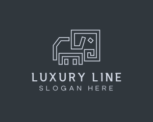 Gray Elephant Line Art logo design