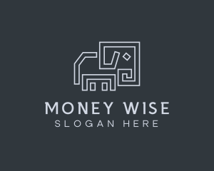 Gray Elephant Line Art logo design