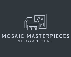 Gray Elephant Line Art logo design