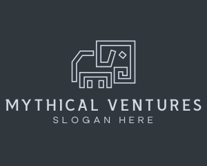 Gray Elephant Line Art logo design