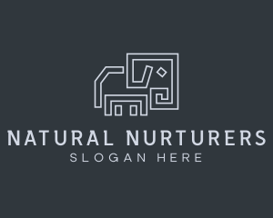 Gray Elephant Line Art logo design