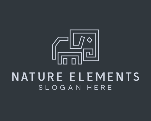 Gray Elephant Line Art logo design