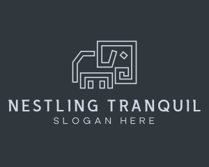 Gray Elephant Line Art logo design