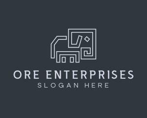 Gray Elephant Line Art logo design