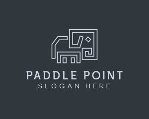 Gray Elephant Line Art logo design