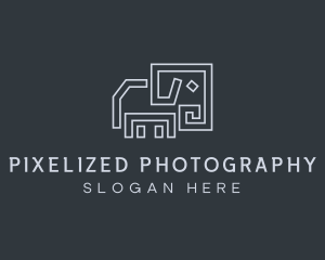 Gray Elephant Line Art logo design