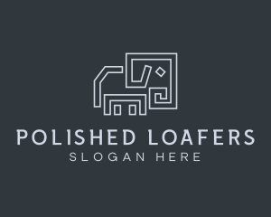 Gray Elephant Line Art logo design