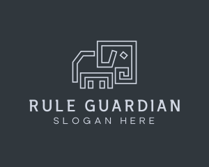 Gray Elephant Line Art logo design