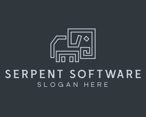 Gray Elephant Line Art logo design