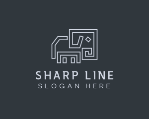 Gray Elephant Line Art logo design