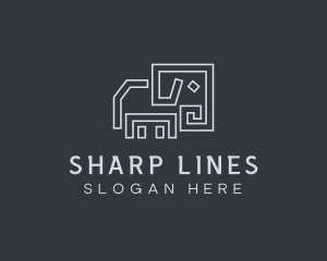 Gray Elephant Line Art logo design