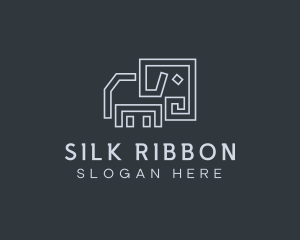 Gray Elephant Line Art logo design