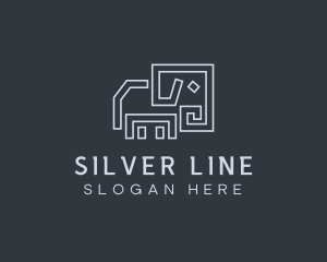 Gray Elephant Line Art logo design