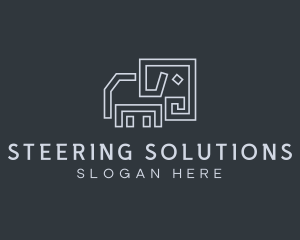 Gray Elephant Line Art logo design