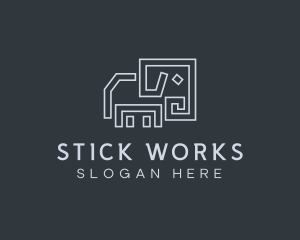 Gray Elephant Line Art logo design