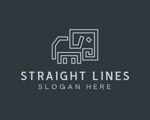 Gray Elephant Line Art logo design