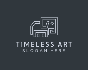 Gray Elephant Line Art logo design