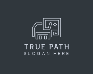 Gray Elephant Line Art logo design