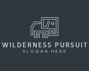 Gray Elephant Line Art logo design