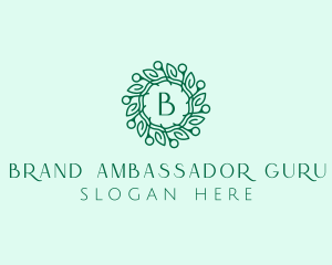 Natural Leaf Wreath  logo design