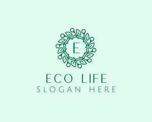 Natural Leaf Wreath  logo design