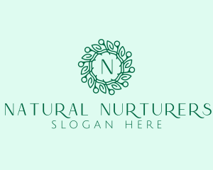 Natural Leaf Wreath  logo design