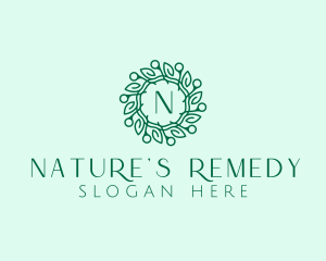 Natural Leaf Wreath  logo design