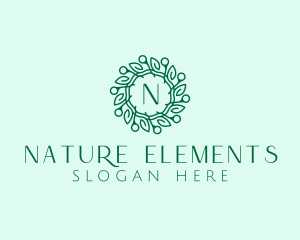 Natural Leaf Wreath  logo design