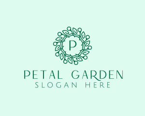 Natural Leaf Wreath  logo design