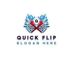 Pipe Wrench Plumber logo design