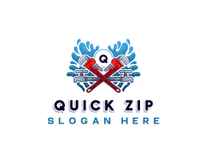 Pipe Wrench Plumber logo design