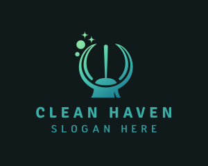 Janitorial Clean Broom logo design