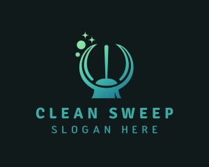 Janitorial Clean Broom logo design