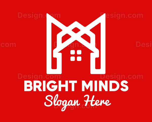 Modern Red Ribbon House Logo