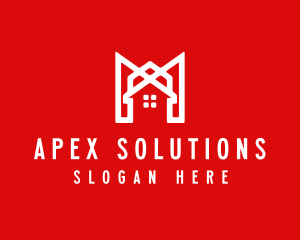 Modern Red Ribbon House logo design