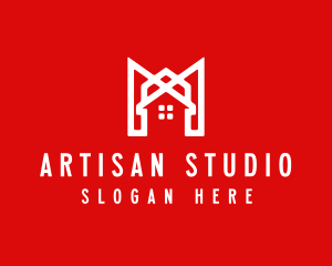 Modern Red Ribbon House logo design