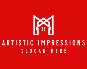 Modern Red Ribbon House logo design