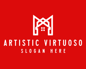 Modern Red Ribbon House logo design