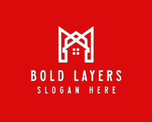 Modern Red Ribbon House logo design