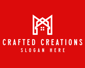 Modern Red Ribbon House logo design