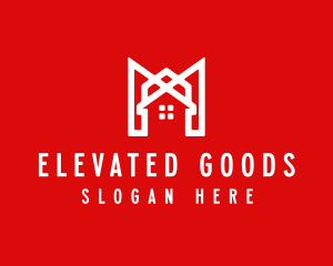 Modern Red Ribbon House logo design