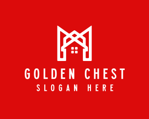 Modern Red Ribbon House logo design