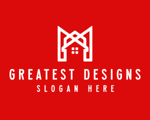 Modern Red Ribbon House logo design