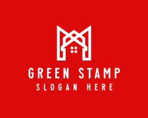 Modern Red Ribbon House logo design