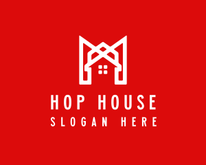 Modern Red Ribbon House logo design