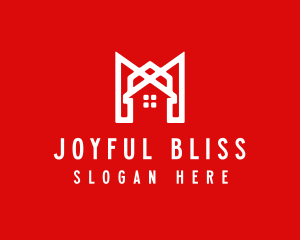 Modern Red Ribbon House logo design