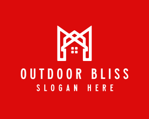 Modern Red Ribbon House logo design