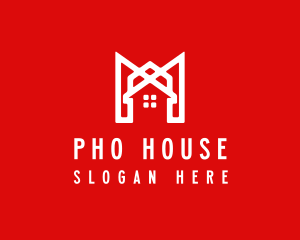 Modern Red Ribbon House logo design