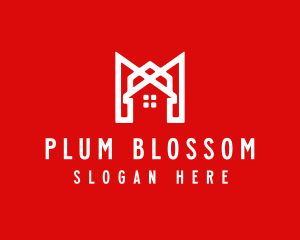 Modern Red Ribbon House logo design