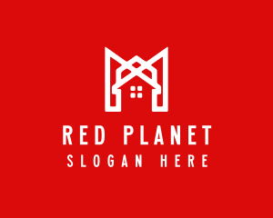 Modern Red Ribbon House logo design